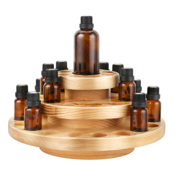 Ätherische Ölbox Holzorganisator 3 Schichten ätherische Ölbehälter Aromatherapie Natures Holz rund rotierende Anzeigeregal